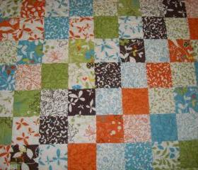 Modern Patchwork Baby, Crib or Lap Quilt Blanket